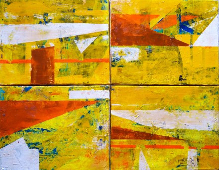 Horizontes Solares-2015 Mixta sobre tela, Poliptico de 4 piezas de 35x45cm